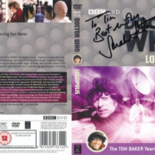 Tim Bradley's DVD cover of 'Logopolis' signed by Sarah Sutton