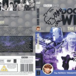 Tim Bradley's DVD cover of 'The Invasion' signed by Frazer Hines, Wendy Padbury and Mark Ayres
