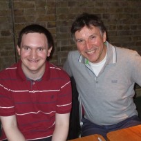 Tim Bradley with Adrian Mills at 'celebrate 50 - The Peter Davison Years' in Chiswick, London, April 2013