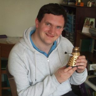 Tim Bradley with a toy Dalek, May 2016