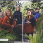 Tim Bradley's booklet photo of the companions in 'The Light at the End' signed by Louise Jameson, Sarah Sutton, Nicola Bryant and Sophie Aldred