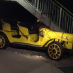 Bessie, the Third Doctor's yellow roadster, 'Doctor Who Experience', April 2017