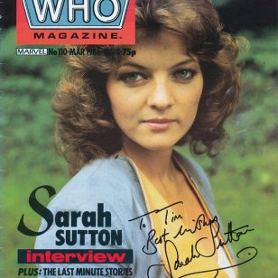 Tim Bradley's copy of 'Doctor Who Magazine - Issue #110' signed by Sarah Sutton