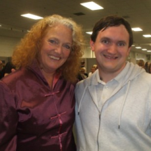 Tim Bradley with Louise Jameson at the 'London Film & Comic Con', Olympia, July 2017