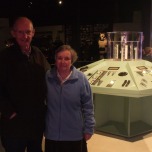 Mum and Dad with 1960s TARDIS console, 'Doctor Who Experience', April 2017