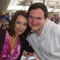 Tim Bradley with Nicola Bryant at the 'London Film & Comic Con', Olympia, July 2017