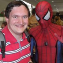 Tim Bradley with Spider-Man at the 'York Unleashed 2017', York Racecourse, York, August 2017