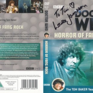 Tim Bradley's DVD cover of 'Horror of Fang Rock' signed by Louise Jameson