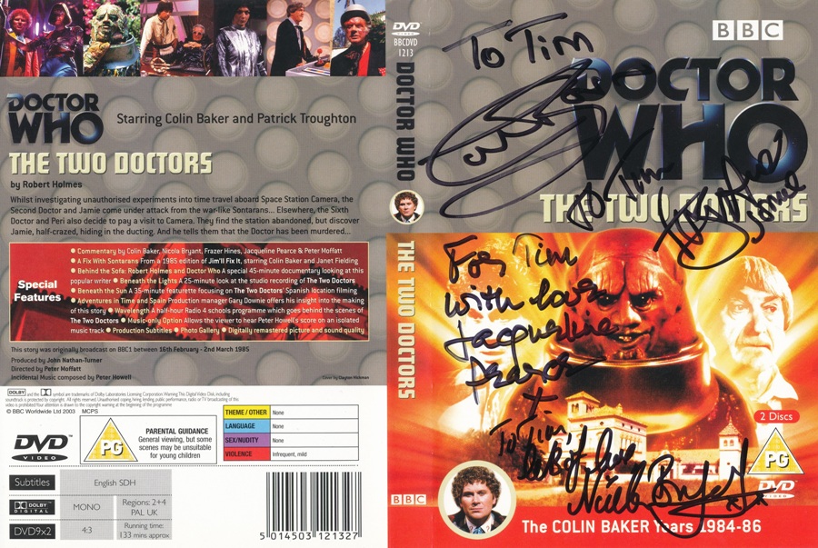 Dr Who Signed by COLIN BAKER & NICOLA BRYANT "The Two Doctors" Episode 