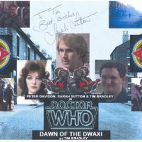 Tim Bradley's cover of 'Dawn of the Dwaxi' signed by Sarah Sutton