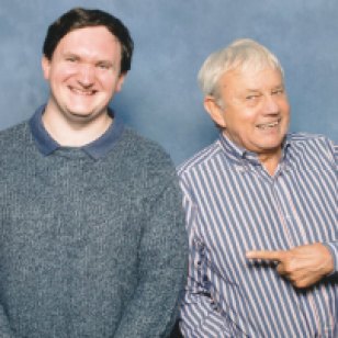 Tim Bradley with Frazer Hines at 'Film & Comic Con Cardiff', Motorpoint Arena, Cardiff, March 2019