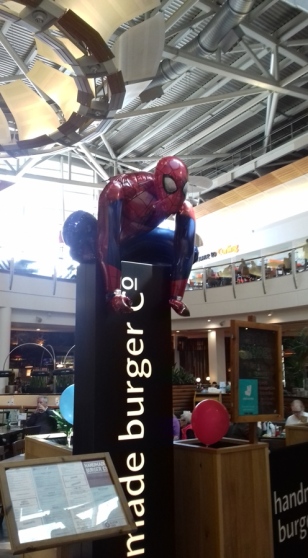A Spider-Man balloon @ 'The Handmade Burger Co.' at the 'Film and Comic Con Glasgow 2019', Braehead Arena, August 2019