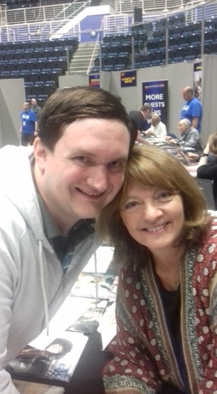 Tim Bradley with Sarah Sutton at the 'Film and Comic Con Glasgow 2019', Braehead Arena, August 2019