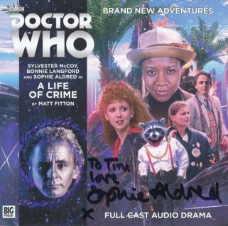Tim Bradley's CD cover of 'A Life of Crime' signed by Sophie Aldred