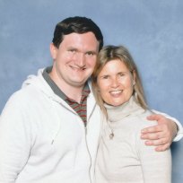 Tim Bradley with Sophie Aldred at the 'Film & Comic Con Glasgow 2019', Braehead Arena, August 2019