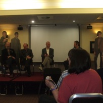 Nicholas Briggs, Barnaby Edwards and Nicholas Pegg with Charlie Ross at 'Regenerations 2011', Swansea, September 2011