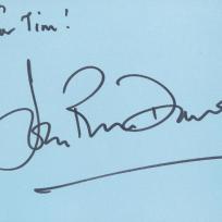 Autograph signature by John Rhys-Davies to Tim Bradley