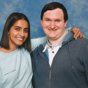 Mandip Gill and Tim Bradley at the 'London Comic Con Spring 2022', February 2022