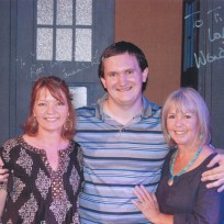 Tim Bradley with Sarah Sutton and Wendy Padbury at 'Time Warp', Weston-super-Mare, July 2014