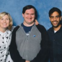 Jodie Whittaker, Tim Bradley and Sacha Dhawan at 'Collectormania 27 – Film & Comic Con Birmingham' at the NEC in September 2022