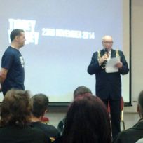 Matt Evenden and the Mayor of Brighton at 'Timey-Wimey 1', Brighton, November 2014