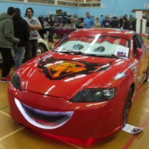 Lightning McQueen from 'Cars' at the 'Timeless Collectors' fair, Fareham, December 2014