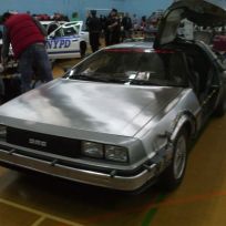 The Delorean from 'Back to the Future' at the 'Timeless Collectors' fair, Fareham, December 2014