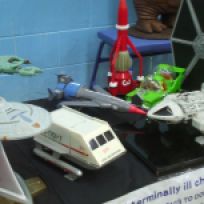 Thunderbirds, Star Trek and Star Wars models at the 'Timeless Collectors' fair, Fareham in December 2014