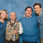 Tim Bradley with Jodie Whittaker, Sylvester McCoy and David Tennant at the 'London Comic Con Winter 2022', November 2022